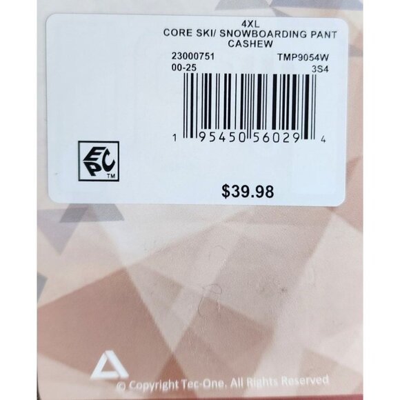 Tec-One Explorer 4XL Cashew Core Ski & Snowboarding Pants – Water Resistant - Picture 6 of 16